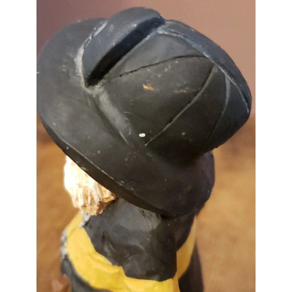 Fireman Dog Figurine Santa Axe TNT Vintage 1993 Christmas Black Yellow Dalmatian